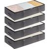 Lifewit Confezione da 4 Contenitori Portaoggetti Sottoletto per Coperte con Maniglia Rinforzata, Organizer per Piumoni, Lenzuola, Vestiti per Camera da Letto, Armadio, Grigio