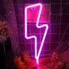 NIWWIN Fulmine Neon,luce di segnalazione al neon, Esports Room Atmosfera Luce,Alimentazione a batteria USB/3 AA,decorazione della stanza dei bambini, Decorazione di illuminazione per feste. (rosa)