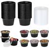 Jogoico 50 Pezzi Piccoli Contenitori con Coperchio 100ML- 4OZ Vasetti di Plastica con Coperchio Trasparente, Barattoli per Alimenti, Scatola per Salsa, Condimenti, Zuppe Creme DIY Nero Riutilizzabile