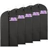 Niviy Porta Abiti Da Viaggio 60X120CM Copri Abiti Da Armadio 5PCS Nero Borsa Porta Abiti Impermeabili e Antipolvere Con Cerniera,Adatto Per Contenitori Per Armadio Di Camicie Abiti Gonne Smoking