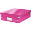 Leitz Click & Store WOW Scatola Organizer Media, per Archivio e Organizzazione di Cavi e Cancelleria, Adatta a Casa e Ufficio, Rosa, 60580023