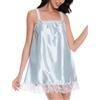 Satini Lingerie Raso Femminuccia Babydoll Balze con Volant Pizzo Sottogonna Indumenti da Notte (Azzurro, S)