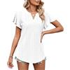 KONFEN Magliette Donna Camicia Estiva, Scollo a V Manica Corta Camicette Tagliato Top, Elegante Blusa T-Shirt Casual Shirt Tinta Unita, Bianco L