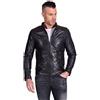 D'Arienzo Giacca Pelle Nera Uomo Giubbotto Biker Vera Pelle Made in Italy Hamilton Nero/48