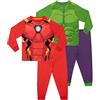 Marvel Pigiama Bambino | Iron Man & Hulk Pigiami Seta | Pigiama Avengers per Bambini | Confezione da 2 Pezzi Multicolore 3-4 Anni