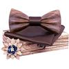HZQIFEI Set di papillon in legno, papillon in legno, con tessuto quadrato e spilla in legno, per regalo, ricevimento, matrimonio, C14, Taglia Unica