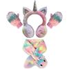Gifts Treat Paraorecchie Guanti invernali per bambini Guanti in peluche lavorati a maglia, per giocare, correre, sciare Rosa, 7-14 anni