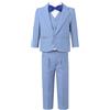 TiaoBug 5 Pezzi Completino Neonati Bambini Gentleman Smoking Suit Balzer + Gilet + Camicia + Pantaloni + Papillon Abiti da Cerimonia Bimbi Matrimonio Nuziale Battesimo Nozze Blu A 13-14 Anni