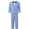 Freebily Completini e Coordinati Neonati Bambini Smoking 5Pcs Balzer + Gilet + Camicia + Pantaloni + Cravatta a Farfalla Gentiluomo Suit per Matrimonio Cerimonia Battesimo Nozze Blu A 4-5 Anni