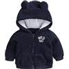 Verve Jelly Cappotto invernale in pile per neonato per bambina Cappotto in pelliccia sintetica per bambini Cappotto caldo con cappuccio Cardigan con orecchie Bianco 0-3 mesi