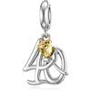 LANBEIDE Ciondoli pendenti in argento Sterling per braccialetti Pandora per 16°, 18°, 21°, 30°, 40°, 50° compleanno, con rosa dorata, da donna, Argento sterling
