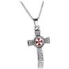PiercingJak Collana con ciondolo a croce dei templari crociata armatura di Dio Ordine del Tempio Medaglia in acciaio inossidabile croce celtica pattata rossa patriota uomo donna con catena, acciaio