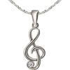 CLEVER SCHMUCK Collana in argento Sterling 925 con chiave di violino da 20 mm, con zirconi e catena Singapore da 45 cm, in argento Sterling 925, regalo per musicisti, in scatola pieghevole