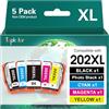 Topkolor Compatibile per Epson 202XL 202 XL Cartucce d'inchiostro per Epson Expression Premium XP-6000 XP-6100 XP-6005 XP-6105 Stampante(1 PGBK,1 Nero,1 Ciano,1 Magenta,1 Giallo, 5 Pezzi)