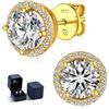 MomentWish Orecchini Moissanite Oro 18K Argento 925, 1 Carati Orecchino Punto Luce Donna Bottone Anallergici Simulato Diamanti Brillanti con Certificato GRA Regalo 5mm