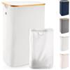 Lonbet - Cesto Portabiancheria Grande Grigio Chiaro- XL 100 Litri - Porta Biancheria Sporca con Coperchio - Portabiancheria Sporca con Manici - Cesto Biancheria