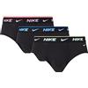 Nike Brief 3PK Underwear, Set di 3 Slip Everyday 0000KE1006 (XL, Black/Transparency WB)