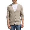 Hisir Cardigan da uomo a maglia maglioni leggero classico morbido lana con scollo a V con bottoni, maniche lunghe maglieria maglioni pullover per uomo, regalo da uomo, 02 kaki., XL