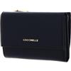 Coccinelle Portafoglio in Pelle Metallic Soft Colore Blu Midnight Blue 14x10x2 cm taglia Media