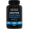 Bandini® Creatina Monoidrata Micronizzata 120 Compresse da 3000mg per dose - Integratore per Allenamento, Palestra e Pre Workout - 100% Vegan - A base di Creatine Monoidrato pura al 100%