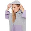 Trendyol Felpa con Cappuccio Colorblock Regular Maglia di Tuta, Grigio, L Donna