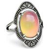 FUN JEWELS - anello dell'umore con pietra ovale cambiacolore - vintage in ottone effetto argento anticato