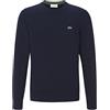 Lacoste AH2193 - Maglione basic da uomo con scollo rotondo, vestibilità regolare, Blu navy (166)., M