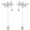 SLUYNZ 925 Argento Sterling CZ Fiori Avvolgere Orecchini Penzolanti Catena per le Donne Eleganti Orecchini da Sposa Orecchini a Goccia di Fidanzamento di Nozze (A-Silver)