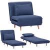 EVERGREENWEB MATERASSI & BEDS EVERGREENWEB - Poltrona Letto Trasformabile in Letto Singolo 80x190 con Materasso e Cuscino Imbottito | Divanetto Clic Clac con Schienale Regolabile 1 posto con Gambe in Legno | Blu | VELVET