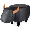 Balvi Sgabello Pouff la vacca Nera finta pelle con gambe legno