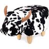Balvi Sgabello Pouff la vacca Maculata bianco nero finta pelle con gambe legno