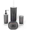 Excelsa Set bagno grigio 4 pezzi, dispenser,porta sapone, scopino e portaspazzolino