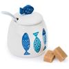 Excelsa Zuccheriera formaggera con cucchiaino Ocean bianco azzurro cod.50394