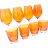 Excelsa set 8 calice vino e Bicchiere acqua Vetro colore Arancio, cl 50 + 30