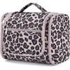 WANDF Grande borsa da toilette appendere, borsa da viaggio per cosmetici trousse viaggio accessori resistente all'acqua per uomo donne(Leopardo Rosa)