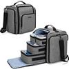 BAFASO Borsa per Trucco con 4 Tasche Interne Rimovibili, Borsa per il Trucco da Viaggio, Borsa per Cosmetici, Grigio