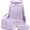 Kimwadalh Zaino Scuola per Ragazze e Bambine - Set con Borsa da Pranzo e Astuccio - Peluche Amore