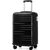 British Traveller Valigia Trolley Rigida Bagaglio a Mano da Viaggio ABS+PC Leggero con TSA Lucchetto (54cm,Nero)