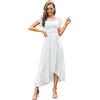 Ever-Pretty Vestiti da Cerimonia Donna Scollo a Rotondo Maxi Orlo Asimmetrico Chiffon Abiti da Festa Bianco 58