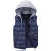 Ommda Gilet Smanicato Uomo Caldo Imbottito Invernale con Cappuccio Antivento Giacca Senza Maniche Sportivo Giubbotto Casual con Zip Marina Militare L