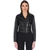 D'Arienzo Giacca in Pelle Donna Chiodo Biker Nero Giacca Corta Vera Pelle Made in Italy Alice Nero/XS