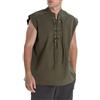 MTINDO Camicia Senza Maniche Vichinga Medievale da Uomo Camicia Estiva con Lacci con Occhielli Tinta Unita Camicia da Pirata Rinascimentale Verde Militare XL