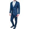 FB CLASS Abito Completo Uomo in Lino Blu Scuro Estivo Elegante Formale Cerimonia (46, Blu Scuro)