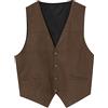 Generic Uomini Gentlemens palla gioca camoscio retrò scollo a V tinta unita tasca pulsante gilet in pelle giacca gilet snowboard cappotto retrò medievale camicia gentiluomo formale elegante, Marrone, XL
