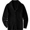 ZHILI Maglione Cardigan da Uomo con Collo a Scialle Slim Fit Lavorato a Maglia con Bottoni Neri in Lana Merino, Navy, 4XL