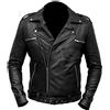 Fashion_First Giacca da moto da uomo Walking Dead Jeffrey Dean Morgan Negan in pelle nera stile Brando Faux/Real, Ecopelle nera., L