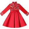 Generic Tang Girls Warm Chinese Princess Toddler Kids Year Clothes Abiti Suit Baby Thick Girls Dress&Skirt Gonne Beige (Red, 7-8 Years)