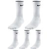 Nike - Pacchetto con 5 paia di calzini da uomo e donna, calzini da tennis, calzini sportivi da corsa, bianco, L