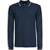 Generico Polo a Maniche Lunghe da Uomo Con Bottoni in Cotone Tricolore Italia Bandiera (NAVY, L)