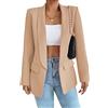 Yesgirl Blazer Donna Manica Lunga OL Giacca Cardigan Cappotto Ufficio Business Blazer Tinta Unita Casual Eleganti Blazer Slim Fit Giacche Cappotto A Cachi M